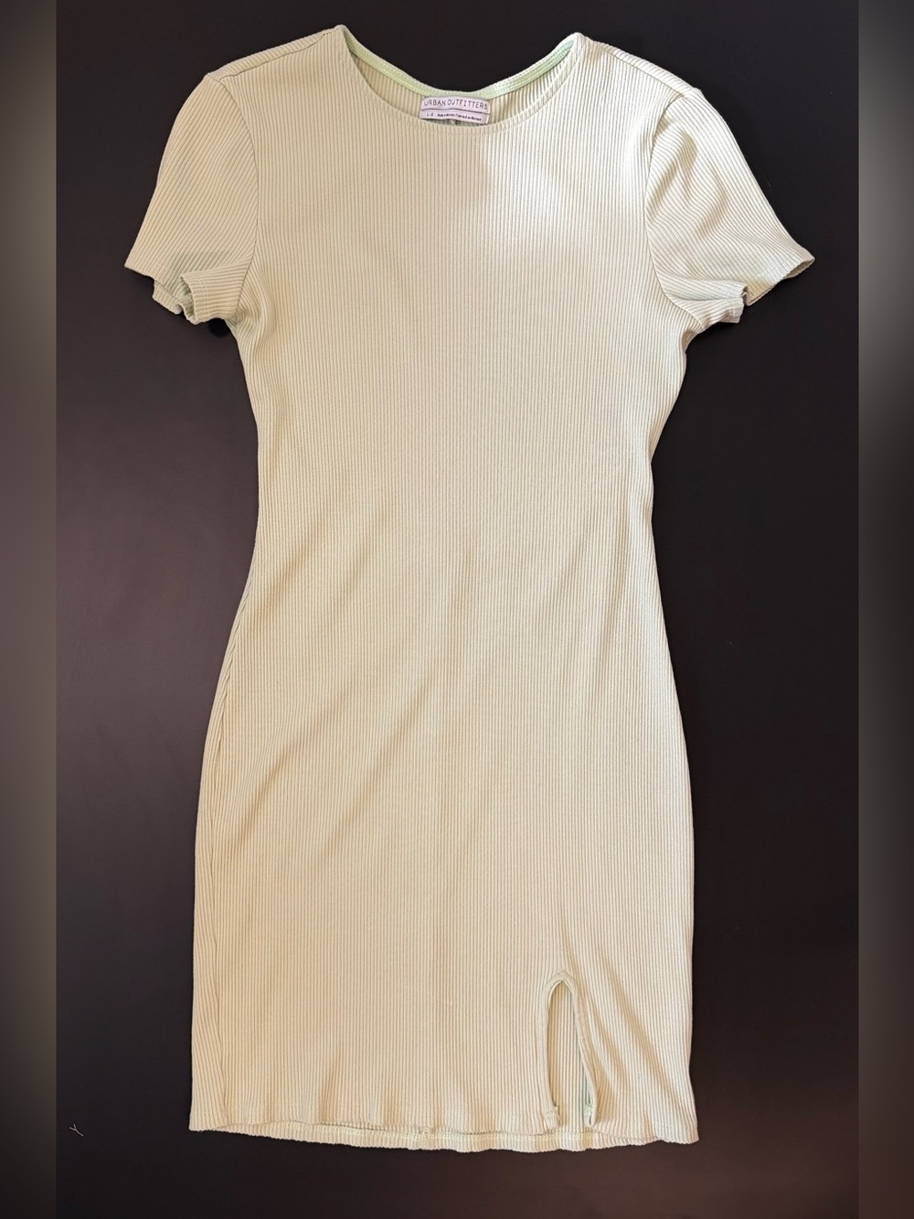 Urban Outfitters Ribbed Mini Dress in Pale Green